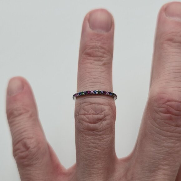 Size 5 Sterling Silver Topaz Spinel Amethyst Gems Ring A3887 - Picture 4 of 9